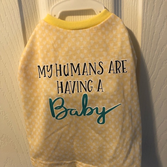 DOG TEE BIRTH ANNOUNCEMENT “My Humans Are Having A Baby” Size Extra Small - Picture 1 of 4